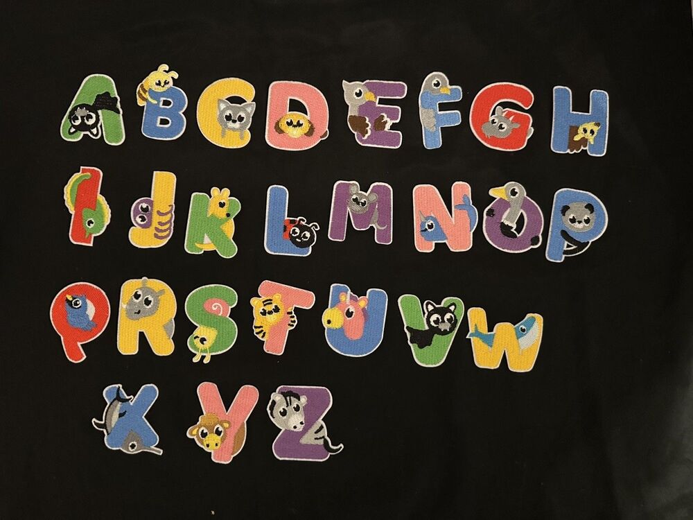 26-Piece Alphabet Animal Embroidered Patches Full Set + 17 Extra Patches Iron-On